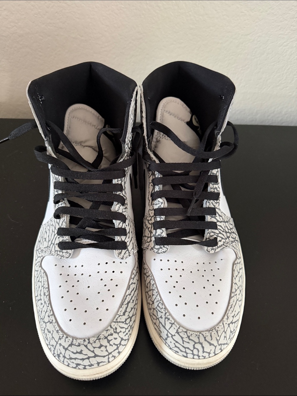 Jordan AJ-1 White & Gray High-Top Sneakers with Black Laces